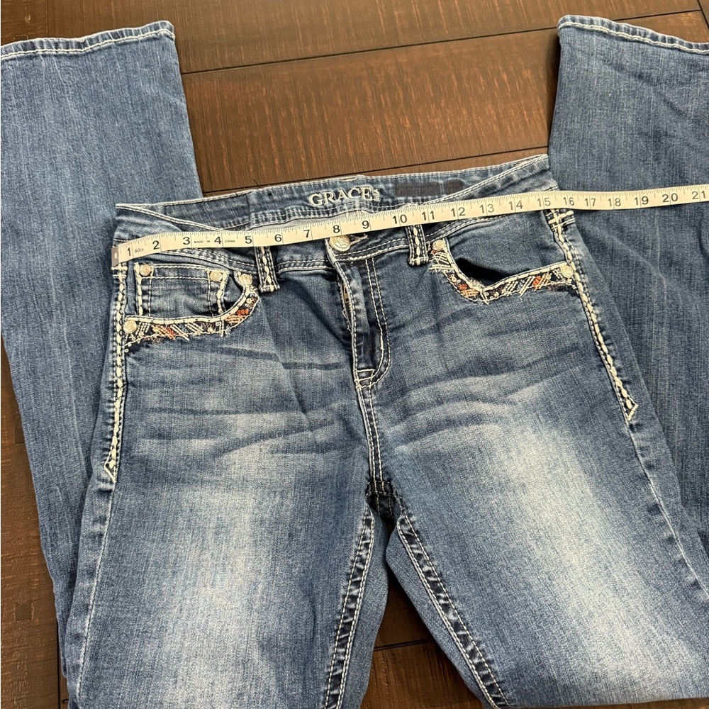 Grace Blue Boot Cut Jeans with Vintage Wash